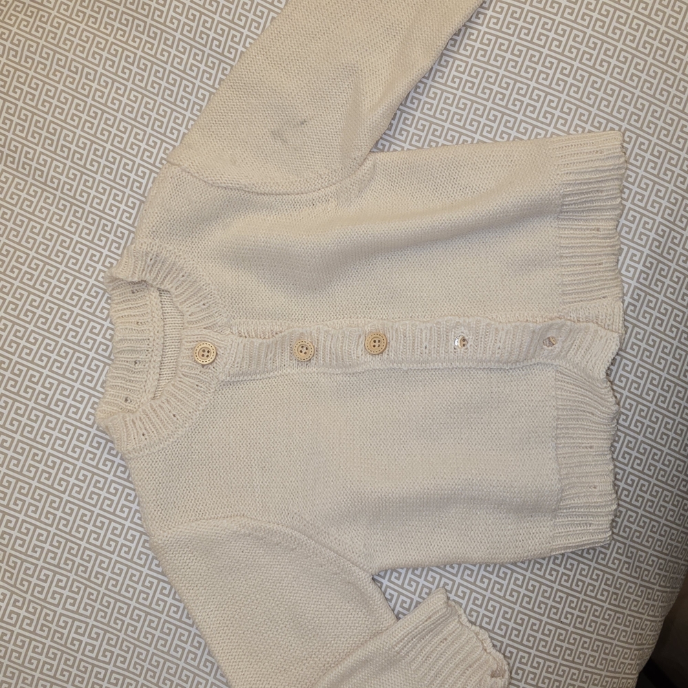 VINTAGE Cream Knit Button-Up Cardigan